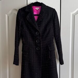 Cache Black Trench Coat with Vibrant Pink Interior 💗💄